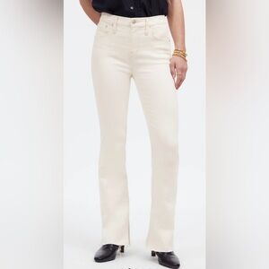 Madewell Kick Out Flare Jeans Size 31 NWT Ecru beige Raw Hem Full Length